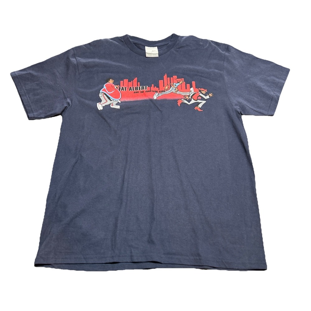Vintage Y2K Nike Blue Fat Albert Graphic T Shirt Size Men's L Sports